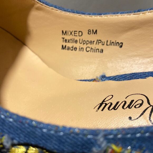 Penny Loves Kenny Mixed Denim Pump with embroidery patchwork accents. Si… - Picture 9 of 11